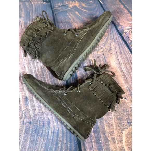 Minnetonka Tramper 428 Brown Suede Ankle Fringe Boots Womens 6 (r5c - Picture 5 of 10